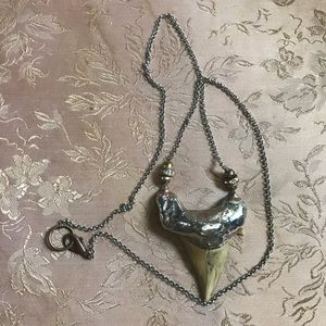 Indie Designer Gold Sharktooth Pendant